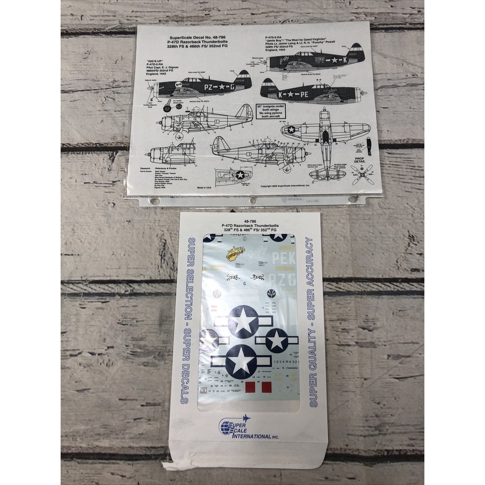 1/48 SuperScale 48-786 Decal P-47D Razorback 328th, 486th FS/ 352nd FG New